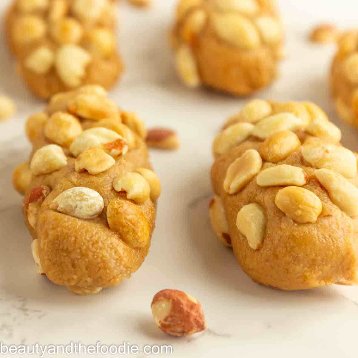 A keto payday bar with peanuts.